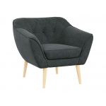 Wygodny trzyczęściowy zestaw wypoczynkowy w skandynawskim stylu PIRS 2+1+1 z dwoma fotelami i sofą, ciemnoszara plecionka