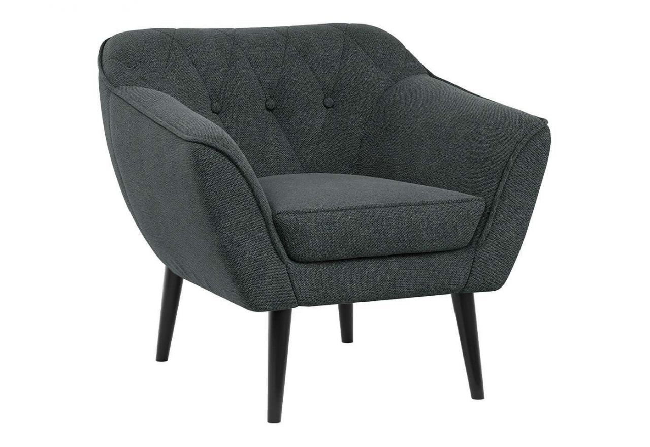 Wygodny trzyczęściowy zestaw wypoczynkowy w skandynawskim stylu PIRS 2+1+1 z dwoma fotelami i sofą, ciemnoszara plecionka