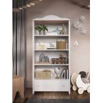 Szeroki, nowoczesny regał z szufladą 80 cm NABLO do pokoju dziewczęcego, biel alpejska/róż