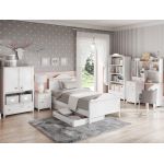 Szeroki, nowoczesny regał z szufladą 80 cm NABLO do pokoju dziewczęcego, biel alpejska/róż