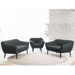 Komfortowy zestaw wypoczynkowy złożony z dwóch sof i fotela PIRS 3+2+1 z welurową jasnobeżową tapicerką