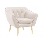 Komfortowy zestaw wypoczynkowy złożony z dwóch sof i fotela PIRS 3+2+1 z welurową jasnobeżową tapicerką