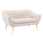 Komfortowy zestaw wypoczynkowy złożony z dwóch sof i fotela PIRS 3+2+1 z welurową jasnobeżową tapicerką