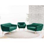 Trzyczęściowy komplet wypoczynkowy złożony z dwóch sof i fotela w skandynawskim stylu PIRS 3+2+1 ciemnoszara plecionka