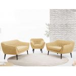 Trzyczęściowy komplet wypoczynkowy złożony z dwóch sof i fotela w skandynawskim stylu PIRS 3+2+1 ciemnoszara plecionka