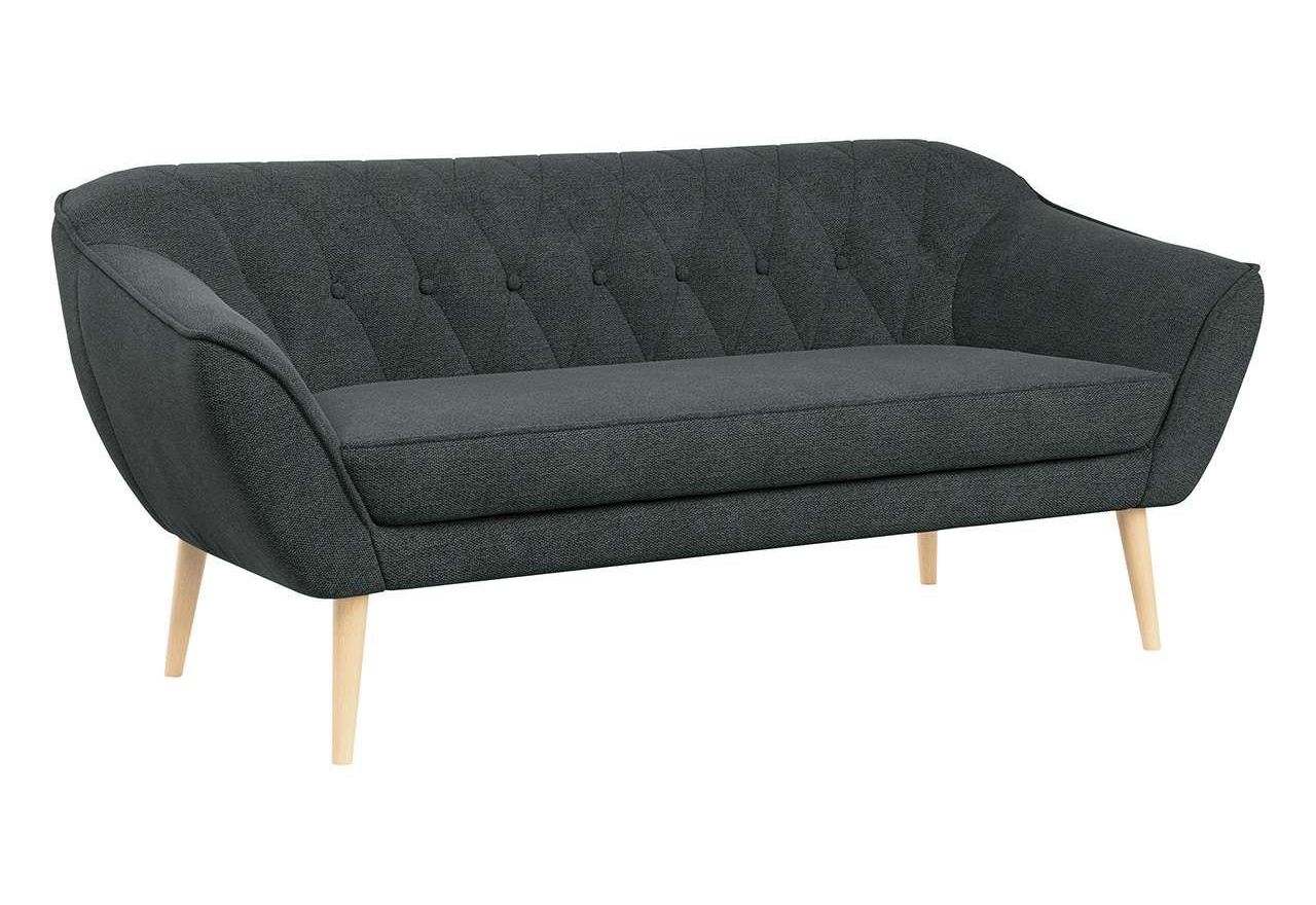 Trzyczęściowy komplet wypoczynkowy złożony z dwóch sof i fotela w skandynawskim stylu PIRS 3+2+1 ciemnoszara plecionka