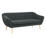Trzyczęściowy komplet wypoczynkowy złożony z dwóch sof i fotela w skandynawskim stylu PIRS 3+2+1 ciemnoszara plecionka