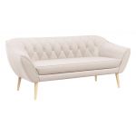 Komfortowy zestaw wypoczynkowy złożony z dwóch sof i fotela PIRS 3+2+1 z welurową jasnobeżową tapicerką