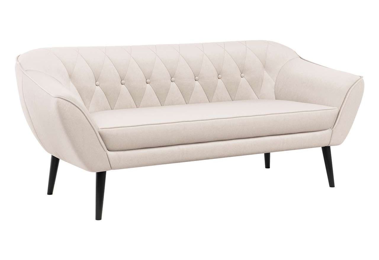 Komfortowy zestaw wypoczynkowy złożony z dwóch sof i fotela PIRS 3+2+1 z welurową jasnobeżową tapicerką