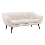 Komfortowy zestaw wypoczynkowy złożony z dwóch sof i fotela PIRS 3+2+1 z welurową jasnobeżową tapicerką