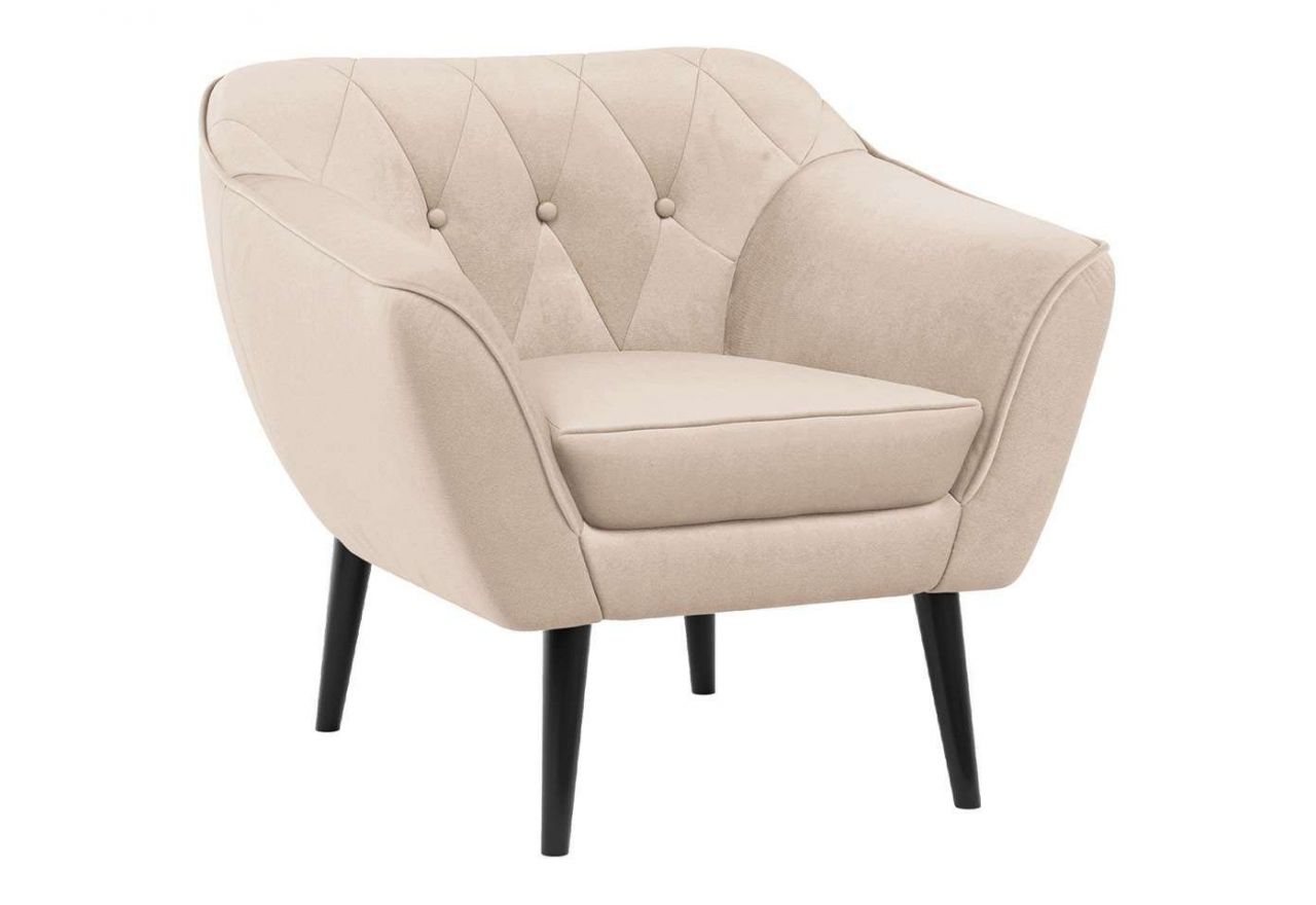 Beżowy welurowy komplet wypoczynkowy z dwoma sofami i fotelem PIRS 3+2+1 do nowoczesnego salonu