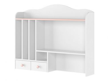 Funkcjonalna nadstawka nad biurko NABLO biel alpejska/róż do pokoju dziewczęcego