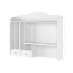 Funkcjonalna nadstawka nad biurko NABLO biel alpejska/róż do pokoju dziewczęcego