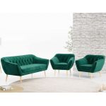 Zestaw wypoczynkowy w skandynawskiej stylistyce PIRS 3+1+1 trzyelementowy z ciemnoszarą plecioną tapicerką