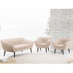 Zestaw wypoczynkowy w skandynawskiej stylistyce PIRS 3+1+1 trzyelementowy z ciemnoszarą plecioną tapicerką