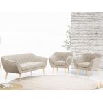 Zestaw wypoczynkowy w skandynawskiej stylistyce PIRS 3+1+1 trzyelementowy z ciemnoszarą plecioną tapicerką