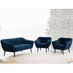 Zestaw wypoczynkowy w skandynawskiej stylistyce PIRS 3+1+1 trzyelementowy z ciemnoszarą plecioną tapicerką