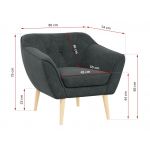 Zestaw wypoczynkowy w skandynawskiej stylistyce PIRS 3+1+1 trzyelementowy z ciemnoszarą plecioną tapicerką