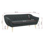 Zestaw wypoczynkowy w skandynawskiej stylistyce PIRS 3+1+1 trzyelementowy z ciemnoszarą plecioną tapicerką