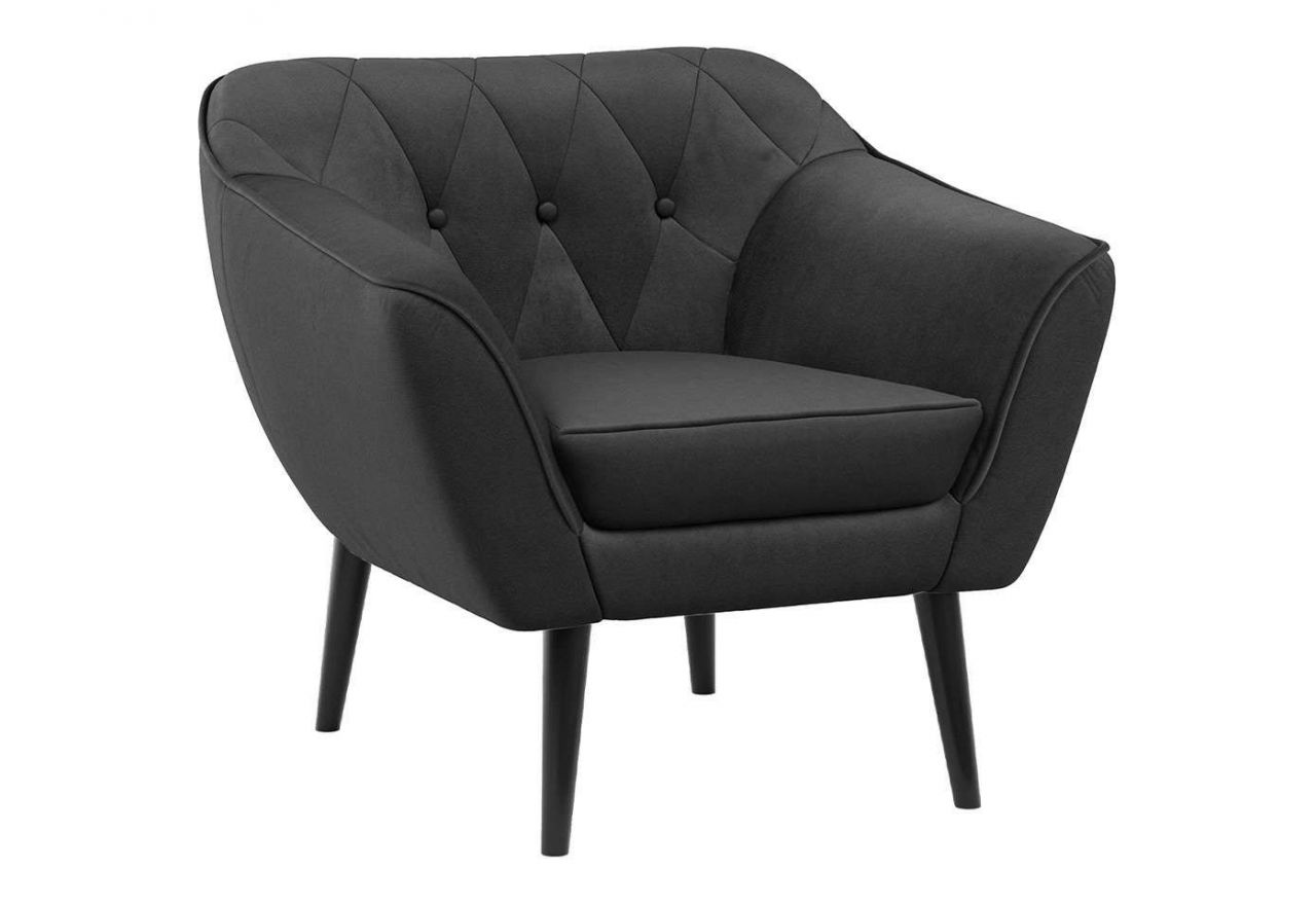 Zestaw wypoczynkowy w skandynawskiej stylistyce PIRS 3+1+1 trzyelementowy z ciemnoszarą plecioną tapicerką