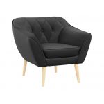 Zestaw wypoczynkowy w skandynawskiej stylistyce PIRS 3+1+1 trzyelementowy z ciemnoszarą plecioną tapicerką