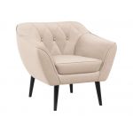 Beżowy zestaw wypoczynkowy złożony z dwóch foteli i sofy PIRS 3+1+1 welurowy, ze sprężynowymi siedziskami