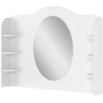 Piękna, funkcjonalna nadstawka lustrem i półkami do toaletki NABLO biel alpejska