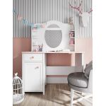 Piękna, funkcjonalna nadstawka lustrem i półkami do toaletki NABLO biel alpejska