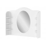 Piękna, funkcjonalna nadstawka lustrem i półkami do toaletki NABLO biel alpejska