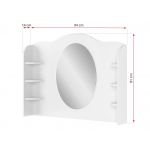 Piękna, funkcjonalna nadstawka lustrem i półkami do toaletki NABLO biel alpejska