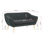 Dwuelementowy skandynawski zestaw wypoczynkowy ciemnoszary ze sprężynowymi sofami PIRS 3+2, plecionkowy