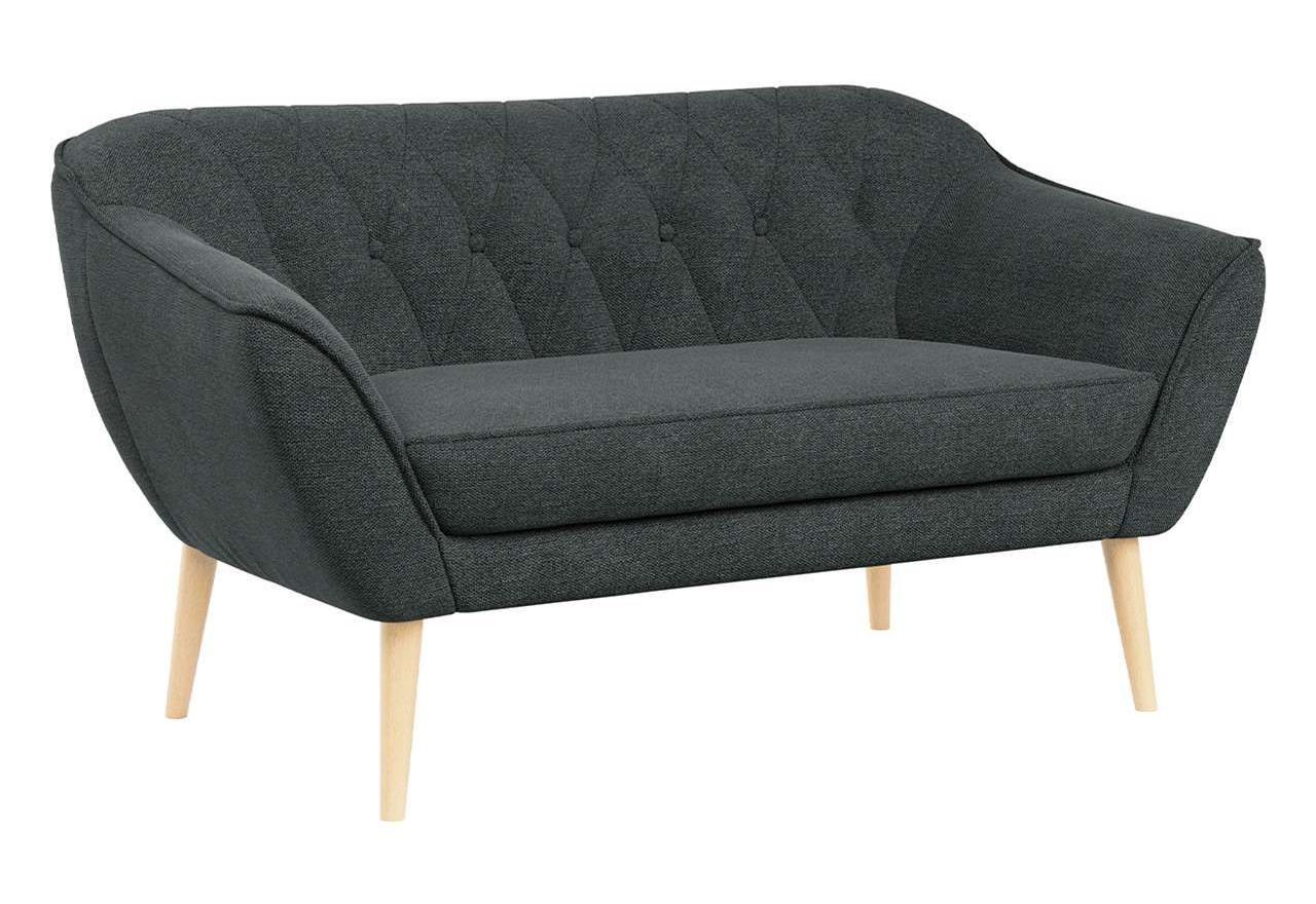 Dwuelementowy skandynawski zestaw wypoczynkowy ciemnoszary ze sprężynowymi sofami PIRS 3+2, plecionkowy