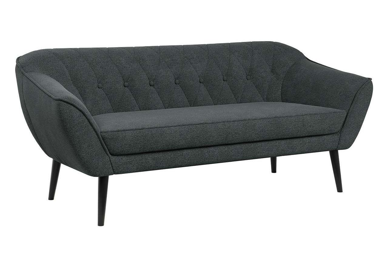 Dwuelementowy skandynawski zestaw wypoczynkowy ciemnoszary ze sprężynowymi sofami PIRS 3+2, plecionkowy