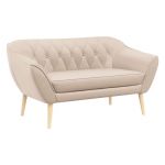 Skandynawski zestaw mebli wypoczynkowych do salonu PIRS 3+2 z dwoma sofami w welurowej beżowej tapicerce