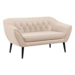 Skandynawski zestaw mebli wypoczynkowych do salonu PIRS 3+2 z dwoma sofami w welurowej beżowej tapicerce