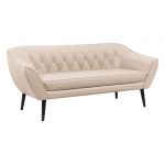 Skandynawski zestaw mebli wypoczynkowych do salonu PIRS 3+2 z dwoma sofami w welurowej beżowej tapicerce