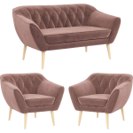Skandynawski zestaw wypoczynkowy do salonu - PIRS 2+1+1 brudny róż