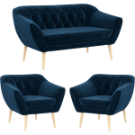 Skandynawski zestaw wypoczynkowy do salonu - PIRS 2+1+1 granatowy