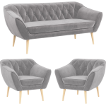 Skandynawski zestaw wypoczynkowy do salonu - PIRS 3+1+1 srebrzysta szarość