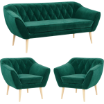 Skandynawski zestaw wypoczynkowy do salonu - PIRS 3+1+1 butelkowa zieleń