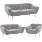 Zestaw wypoczynkowy do salonu w stylu skandynawskim - PIRS 3+2+1 srebrzysta szarość