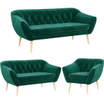 Zestaw wypoczynkowy do salonu w stylu skandynawskim - PIRS 3+2+1 butelkowa zieleń