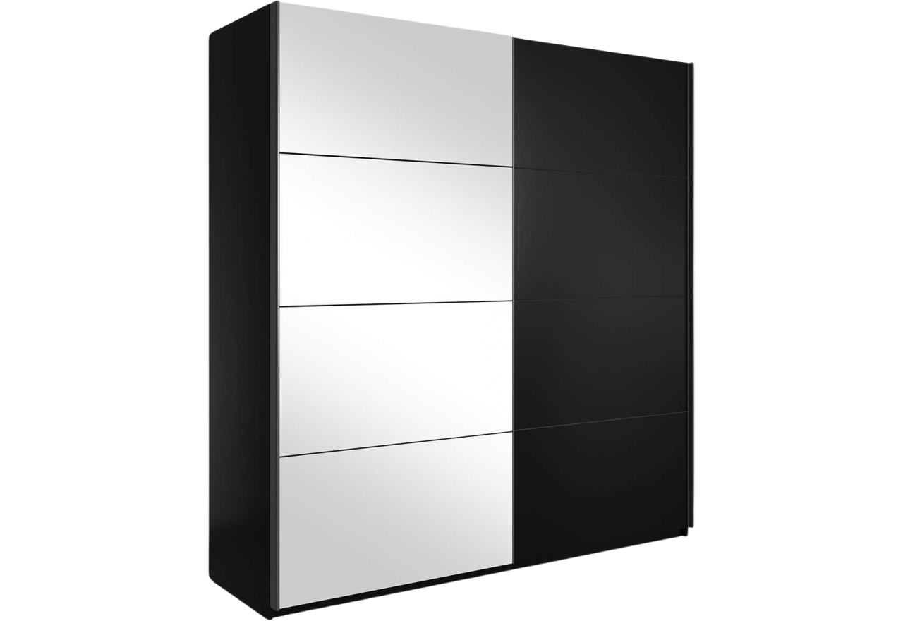 Szafa z lustrami 180 cm, dwufrontowa do sypialni bądź przedpokoju - JOTA Czarny - Lustra / Czarny