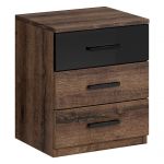 Zestaw mebli do sypialni, stoliki nocne, szafa, komoda i szafka nocna - GALAKTA - dąb monastery - czarny połysk