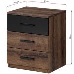 Zestaw mebli do sypialni, stoliki nocne, szafa, komoda i szafka nocna - GALAKTA - dąb monastery - czarny połysk