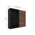 Zestaw mebli do sypialni, stoliki nocne, szafa, komoda i szafka nocna - GALAKTA - dąb monastery - czarny połysk