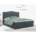 Łóżko do sypialni kontynentalne z materacem sprężynowym LINATE 120x200, wysokie, przeszywane wezgłowie, biała ecoskóra