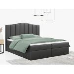 Łóżko do sypialni kontynentalne z materacem sprężynowym LINATE 120x200, wysokie, przeszywane wezgłowie, biała ecoskóra