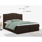 Łóżko do sypialni kontynentalne z materacem sprężynowym LINATE 120x200, wysokie, przeszywane wezgłowie, biała ecoskóra