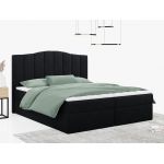 Łóżko do sypialni kontynentalne z materacem sprężynowym LINATE 120x200, wysokie, przeszywane wezgłowie, biała ecoskóra